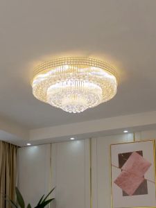 Tri Color + 5 Year Warranty Luxury Golden Living Room Light Circulair AC220V LED Crystal Light Bedroom Hotel Hall Villa Staircase Light Ceiling Lamp