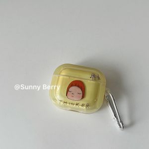 Japanese Style Popular Cartoon Girl with Orange Hair Bluetooth Earphone Case Protective Cover Soft Shell Airpods Pro/4/3