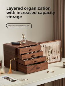 Luxurious Handmade Wooden Jewelry Box Anti-Oxidation Large Capacity Elegant Earring Necklace Bracelet Storage Case for Bedroom