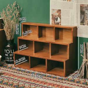 Wooden 12 Home Miscellaneous Items Organizer Display Shelf Zakka Style Desktop Storage Cabinet No Drilling Needed