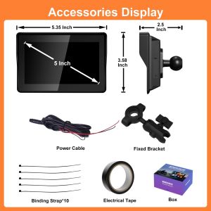 LBW 5-inch Motorcycle CarPlay Android GPS Navigation Smart Display for Motorcycles (USB + TPMS )For All Motorcycle Models