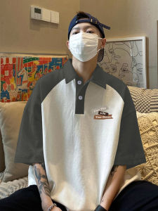 Pure Cotton Short Sleeve Polo Shirt Mens Summer New Fashion Brand Color Block Collar Half Sleeve Body T-Shirt Upper Apparel