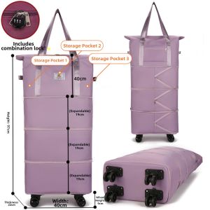 LUSUO | Travel Suitcase with Swivel Wheels Lightweight Large Capacity Foldable Luggage
