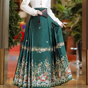 ChuanMiaoYi Fish Leaping Joy Original Hanfu Womens Autumn New Style Gold Makeup Flower Ming Dynasty Style Half Skirt Set