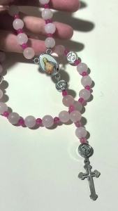 rose quartz crystal rosary necklace