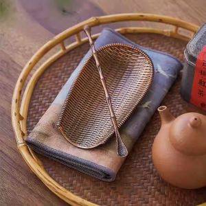Bronze Tea Spoon And Tea Scoop Two-Piece Set Woven Alloy Gongfu Tea Accessories Metal Material Home Office Versatile Use