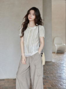 seemon | Áo Blouse Thiết Kế Elegance Viền Ren Lenzing Tencel Mùa Hè