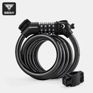 TOSUOD | Foldable Bicycle Lock with Number Password Anti Theft Cable Lock for Kids Bike Electric Bike Mountain Bike Retractable Steel Wire Lock