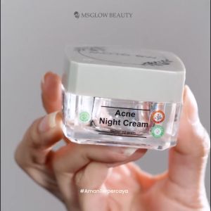 Ms Glow Night Cream Acne - Krim Malam untuk Jerawat Cream Pencerah Wajah Glowing Krim Penghilang Jerawat dan Bekasnya Penghilang Beruntusan Meredakan Kemerahan Wajah Krim Malam untuk Kulit Berminyak Krim Malam untuk Kulit Kusam Night Cream Acne Ms Glow