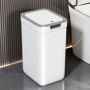 [Touchless Bathroom Trash Can] Odor-Sealing Touchless Wall-Mounted Bathroom Trash Can | Durable Plastic Rectangular Design wit