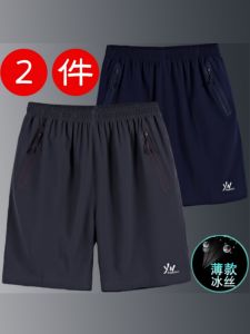 plus Size Ice Silk Short Pants for Men Summer Thin Casual Sports Embroidered Three Zipper Pockets Five Parts Fashionable City Style