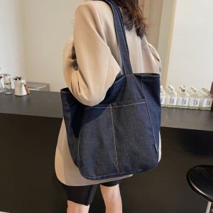 Denim Bag Womens Large Capacity 2024 New Arrival Autumn and Winter Wild One Shoulder Shopping Bag Classy Sentong Qin Tote Bag