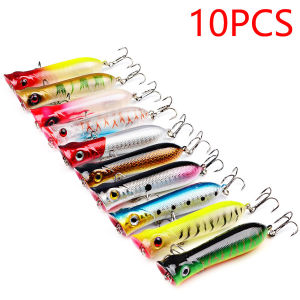 10PCS Floating Popper Crankbait Wobbler for Fishing Lure/accessories/tackle Artificial/fake/hard Bait Carp Swimbait 3d Eyes Fish