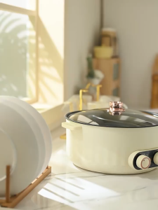 7L Large Capacity Electric Hot Pot 2000w Home And Dormitory Use Dual Temperature Control Separate Cooking And Boiling Non-Stick Pan