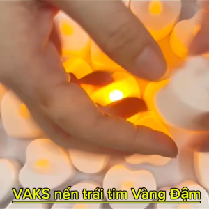 Combo 10 đèn NẾN TRÁI TIM màu VÀNG ĐẬM điện tử nhỏ lãng mạn LED cầu hôn đạo cụ đèn trang trí tiệc cưới sinh nhật