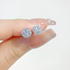 LAZO DIAMOND Freyas Frost Sparkle Halo Diamond Stud Earrings in 9k White Gold