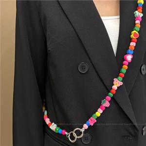 สร้อยคอเครื่องประดับโทรศัพท์มือถือแบบพร้อมโซ่สีสันสดใสสำหรับการเดินทางและใช้กับโทรศัพท์มือถือ Apple Huawei สายสะพายกระเป๋าผู้หญิงแบบสุดเก๋