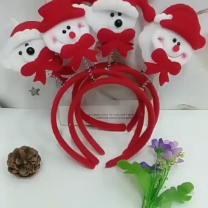 LINNINI Bando Natal Merry Cristmas dengan Desain Santa dan Salju Merah untuk Dekorasi Natal Headbands