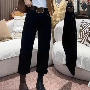 High Waist Elastic Straight Leg Jeans Womens Loose Fit Summer Spring plus Size Wide Leg Pants Casual Style Cotton Stretch Denim