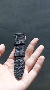 Strap Jam Tangan Kulit Asli Biawak Warna Hitam uk 24mm Garansi 1 Tahun