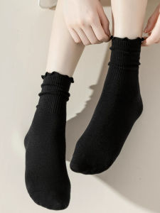 Cute Ruffle Socks for Women Japanese Soft Breathable Girls Short Socks Kawaii Solid Frilly Ruffle Socks Casual Sweet Socks
