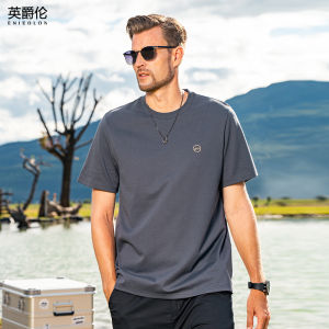 Antibacterial Ice Silk Short Sleeve T-Shirt Rcelle Lustrous Cotton Versatile Summer New Style Youthful Geometric Print round Neck Top