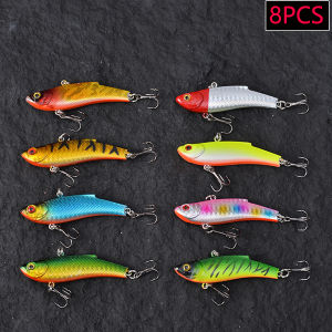 8pcs Long Tall Winter VIB Hard Baits Kit Artificial Wobblers For Trolling Pike Carp Fishing Tackle Swimbait Fishing Lures Set