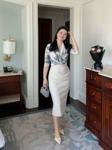 Mole Summer New plus Size Half-length Skirt Pleated Straight One-step Slimming Mid-length A-line Skirt for Pear-shaped Women