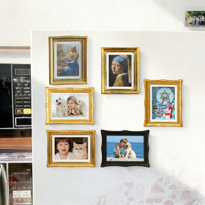 1pc Miniature refrigerator magnetic photo frame Vintage Style Open the Back Cover and Directly Insert For Photos Paintings DI