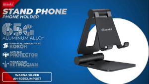 AOKI Stand Hp Aluminium yang Dapat Disesuaikan - Hp stand untuk Meja Dock Desktop Portabel Berukuran Kecil untuk iPhone 15 14 12 Pro 13 Max Mini XR XS X 8 7 6 Plus Kantor Rumah