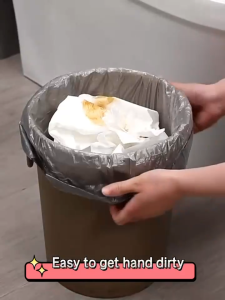 Ecoco Narrow Trash Bin with Cover Press-Type Odor 8L/12L for Bathroom Waterproof Freebie Trash Bags