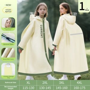 DINGQING | Childrens All-in-One Long Hooded Raincoat with Large Brim For School Use