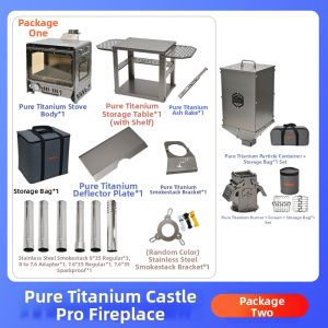 HUANGYELIEREN | Titanium Portable Tent Fireplace Double Door 3-Side Viewing