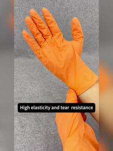 8 Mil Heavy Duty Industrial Orange Disposable Nitrile Gloves Diamond Textured Tear-Resistant for Mechanic Safety & Work Glove