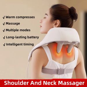 Guoftstars Neck and Shoulder Massager Shawls with HeatHand-grip Kneading Shiatsu Massager for Neck Back Shoulder Muscle Pain Relief (Rechargeable) 肩颈按摩器