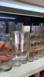 Gelas Kopi Besar - Gelas Es Gendut - Gelas Kaca Jumbo - Gelas Gagang Kaca Gelas Air Minum 420 ml M1551 Gelas Teh Gendut