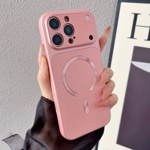 Luxury Official PU Leather Magnetic Phone Case For iPhone 15 14 11 12 13 16 17 Pro Max Plus For Magsafe Shockproof Matte Cover