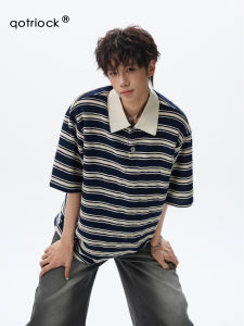 QOTRIOCK | Causal Breathable Stripe Polo Short Sleeve T-shirt