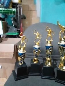 Piala Lomba Juara 1 2 3 4 (PEMAIN TENIS MEJA PUTRI BODY BIRU RASER) "costum" FREE STICKER (BOLEH satuan)TERMASUK SETICKER DAN FREE DESIGN