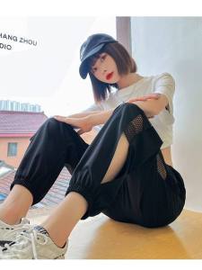 Womens Summer Thin Casual Mesh Ice Silk Lantern Pants Loose Harlan Nine Points Slim Quick Dry Cabbage Pants Sport Trousers
