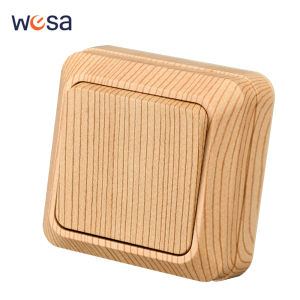 Wood Wall Surface Spray Plastic Button Light Switch Flame Retardant 1 Gang 1 Way On/Off EU Standard Classic Surface Switch Way