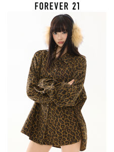 Forever21 | Vintage Leopard Denim Jacket Leisure Loose Stylish Womens Fall Fashion