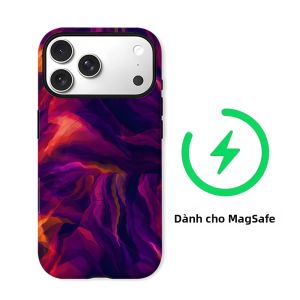 Potdemiel | Ốp Lưng Aurea Matte Bumper Magsafe Cho iPhone Vỏ PC Cứng Chống Sốc Thiết Kế Sóng Màu Tím Cam Chống Trầy Xước Chống Trượt Chống Bụi