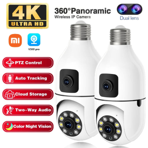 v380 pro Dual Lens CCTV Camera Connect Cellphone HD cctv camera wifi connect 360 Light Bulb with Voice and Speaker Outdoor CCTV Camera no need Internet CCTV Camera Bulb 1080P IP Security Cameras
