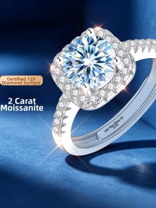 East Beauty | Sterling Silver Moissanite Ring 2 Carat Square-cut
