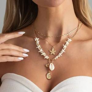 Ingemark | Ingemark 3Pcs/set Bohemia Starfish Scallop Conch Pendant Necklace Women Summer Beach Adjustable Metal Choker vacation Jewelry