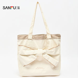 Sweet Heart Girl Butterfly Knot Eye-catching Color Block College Style Tote Bag Womens Bag Three Happiness 507672