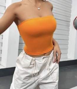 Free Size Tube Crop Top with Knitted Fabric - AVA