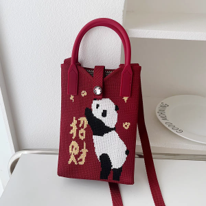 Mini Knitted Crossbody Phone Bag Fashionable Coin Purse Daily Use Vertical Square Shape Polyester Material Washable