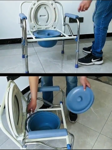 【COD】Foldable Heavy Duty Commode Chair Toilet Steel Elderly Toilet Chair with Commode Bucket Height Adjustable Toilet Stool for Pregnant Women And Disabled Bathroom